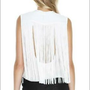Tibi back fringe top